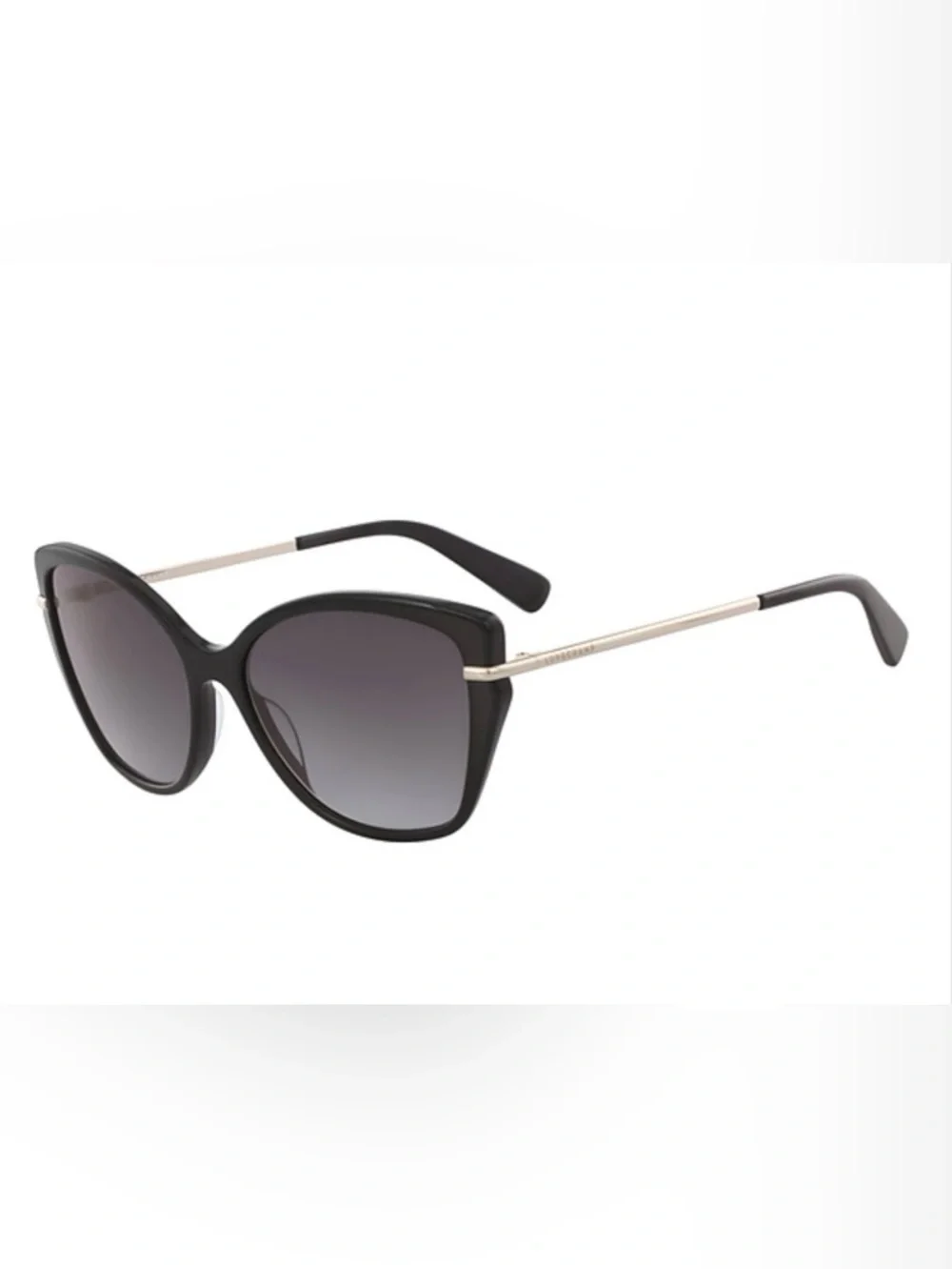 Longchamp Black Cat-Eye Sunglasses with Gold Temples LO627L 57/16 W/case/ cloth